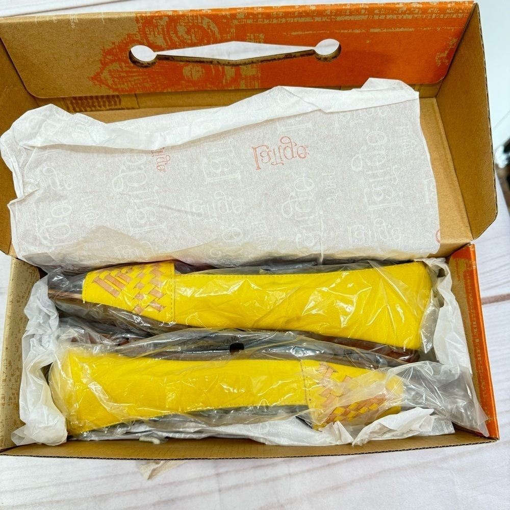 Latigo Yellow Woven Peep-Toe Flats - Picture 12 of 13